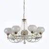 LAMPADARIO CLASSICO BIANCO ANTICATO SHABBY CHIC LAMPADA 7 COPPE CON FARFALLE 92433