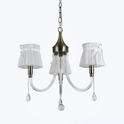 LAMPADARIO CLASSICO BRONZO BIANCO A 3 BRACCI LAMPADA DA SOFFITTO A SOSPENSIONE 92402