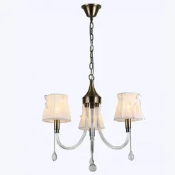 LAMPADARIO CLASSICO BRONZO BIANCO A 3 BRACCI LAMPADA DA SOFFITTO A SOSPENSIONE 92402