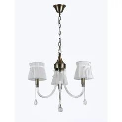 LAMPADARIO CLASSICO BRONZO BIANCO A 3 BRACCI LAMPADA DA SOFFITTO A SOSPENSIONE 92402