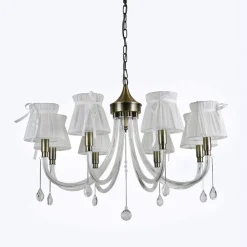 LAMPADARIO CLASSICO BRONZO BIANCO A 8 BRACCI LAMPADA DA SOFFITTO A SOSPENSIONE 92389