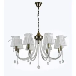 LAMPADARIO CLASSICO BRONZO BIANCO A 8 BRACCI LAMPADA DA SOFFITTO A SOSPENSIONE 92389