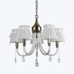 LAMPADARIO CLASSICO BRONZO BIANCO A 5 BRACCI LAMPADA DA SOFFITTO A SOSPENSIONE 92396