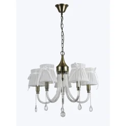 LAMPADARIO CLASSICO BRONZO BIANCO A 5 BRACCI LAMPADA DA SOFFITTO A SOSPENSIONE 92396