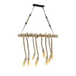 LAMPADARIO COUNTRY 8 PORTALAMPADA E27 LAMPADA SOFFITTO RETRO LEGNO CORDA B23-8