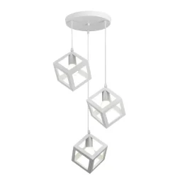 LAMPADARIO DA SOFFITTO A SOSPENSIONE 3 CUBI 3D STILE GEOMETRICO ATTACCO E27 IP20 LP-47