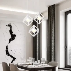LAMPADARIO DA SOFFITTO A SOSPENSIONE 3 CUBI 3D STILE GEOMETRICO ATTACCO E27 IP20 LP-47
