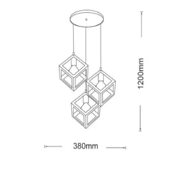 LAMPADARIO DA SOFFITTO A SOSPENSIONE 3 CUBI 3D STILE GEOMETRICO ATTACCO E27 IP20 LP-47