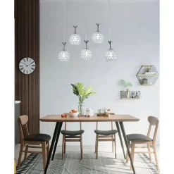 LAMPADARIO DA SOFFITTO A SOSPENSIONE PLAFONIERA SFERE CRISTALLI ATTACCO G9 B26