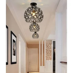 LAMPADARIO DA SOFFITTO A SOSPENSIONE PLAFONIERA SFERE CRISTALLO LAMPADA E27 C23