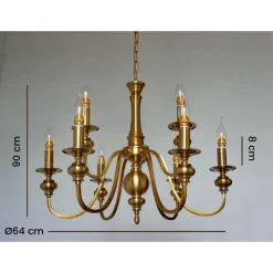 LAMPADARIO DA SOFFITTO DESIGN CLASSICO 8 BRACCI EFFETTO OTTONE VINTAGE 6097 A32