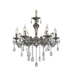 LAMPADARIO DA SOFFITTO DESIGN CLASSICO 6 BRACCI CON PENDENTI ATTACCO E14 A03-6