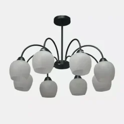 LAMPADARIO DA SOFFITTO E27 8 BRACCI MODERNO LAMPADA CON COPPE IN VETRO SOSPESA 00934