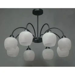 LAMPADARIO DA SOFFITTO E27 8 BRACCI MODERNO LAMPADA CON COPPE IN VETRO SOSPESA 00934