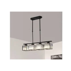 LAMPADARIO DA SOFFITTO E27 SOSPENSIONE 4 CUBI DESIGN MODERNO METALLO NERO A32-4