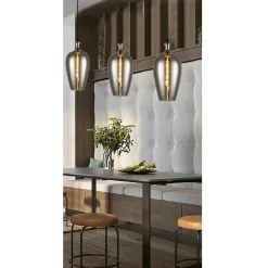 LAMPADARIO DA SOFFITTO IN VETRO AMBRATO LAMPADA A SOSPENSIONE OVALE E27 A36-06