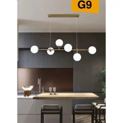 LAMPADARIO DA SOFFITTO MODERNO A SOSPENSIONE CON 6 SFERE ATTACCO LAMPADINE G9 B88