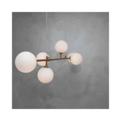 LAMPADARIO DA SOFFITTO MODERNO A SOSPENSIONE CON 6 SFERE ATTACCO LAMPADINE G9 B88