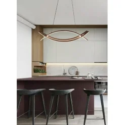 LAMPADARIO DA SOFFITTO MODERNO 2 LINEE CURVE INCROCIATE LUCE CALDA 3000K LP-27N