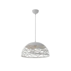 LAMPADARIO DESIGN CONTEMPORANEO PARALUME METALLO TRAFORATO SOSPENSIONE E27 A37 BIANCO