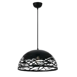LAMPADARIO DESIGN CONTEMPORANEO PARALUME METALLO TRAFORATO SOSPENSIONE E27 A37 NERO