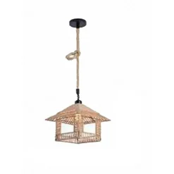 LAMPADARIO IN CORDA CANAPA STILE VINTAGE RETRO LAMPADA COUNTRY ATTACCO E27 A56