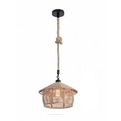 LAMPADARIO IN CORDA CANAPA STILE VINTAGE RETRO LAMPADA COUNTRY ATTACCO E27 A54