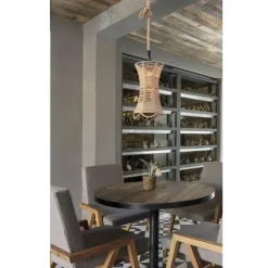 LAMPADARIO IN CORDA DI CANAPA STILE VINTAGE RETRO LAMPADA COUNTRY ATTACO E27 A55