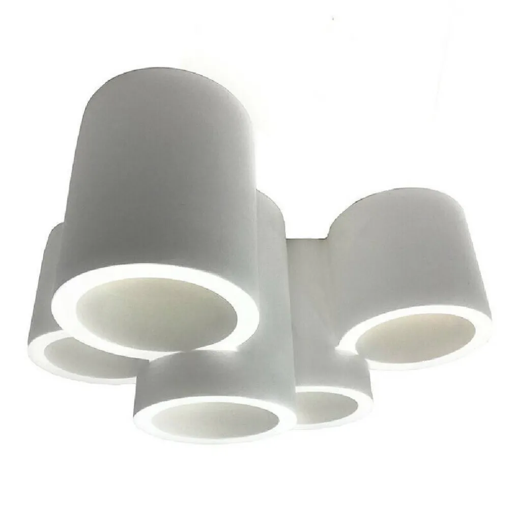 LAMPADARIO IN GESSO 5 CILINDRI VERNICIABILE SOFFITTO LAMPADA FARETTI GU10 GS-C07