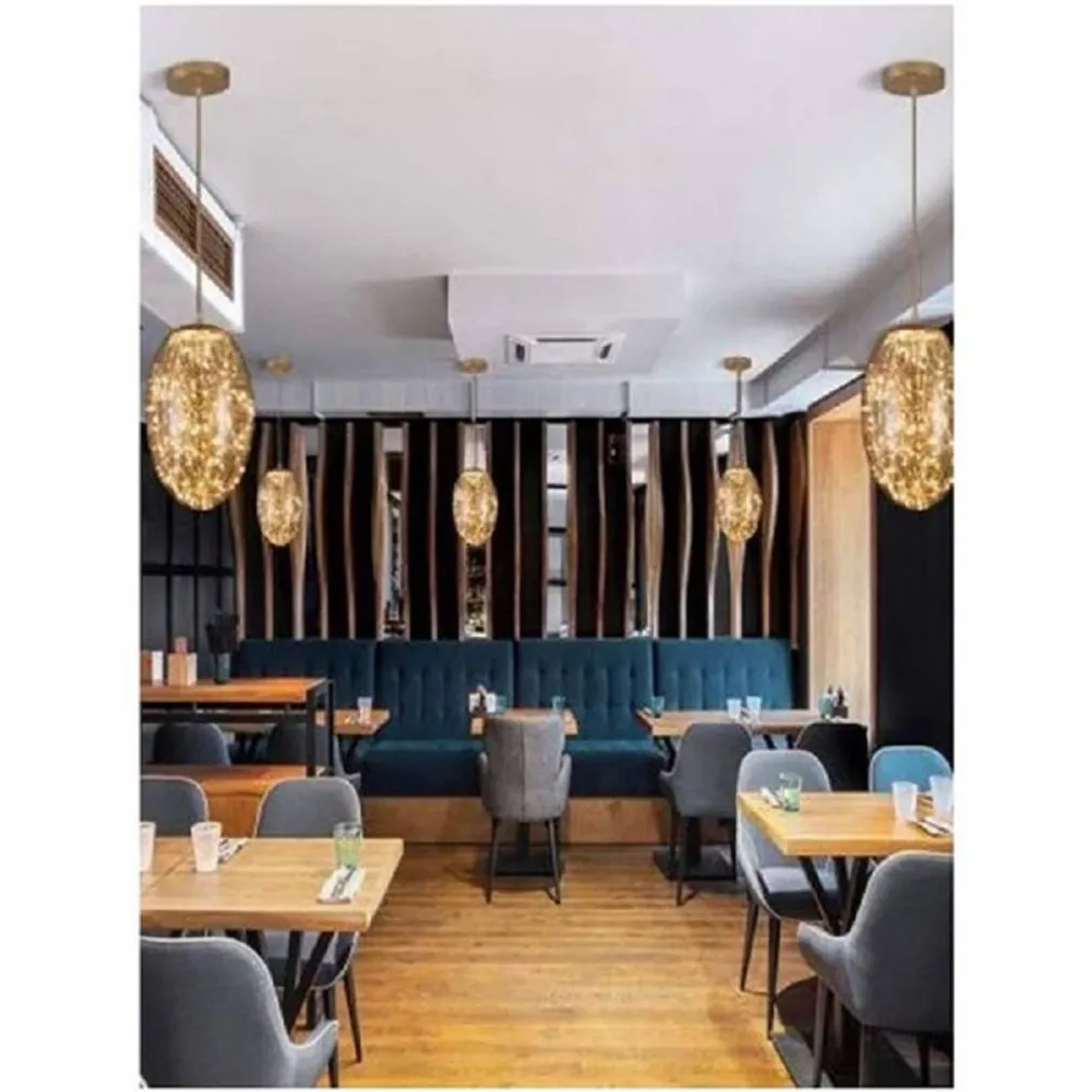 LAMPADARIO IN VETRO A LED OVALE EFFETTO CIELO STELLATO 12W LUCE FREDDA CALDA A46