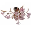 LAMPADARIO LAMPADA A SOFFITTO CON FIORI ROSA ACCIAIO ORO VETRO LUCE LED PENDENTE