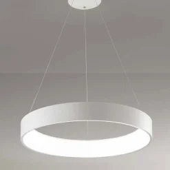 LAMPADARIO LAMPADA ANELLO ARGENTO 45CM LUCE LED SOFFITTO SOSPENSIONE PENDENTE