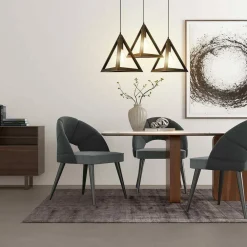 LAMPADARIO LAMPADA SOSPENSIONE PIRAMIDE 25CM DESIGN MODERNO PARALUME NERO