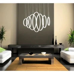 LAMPADARIO LAMPADA SOSPENSIONE ANELLI LUCE LED BIANCO FREDDO SOFFITTO PENDENTE