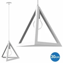 LAMPADARIO LAMPADA SOSPENSIONE PIRAMIDE 30CM DESIGN MODERNO PARALUME BIANCO