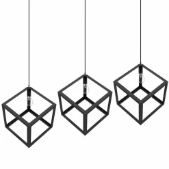 LAMPADARIO LAMPADA SOSPENSIONE CUBO 28CM DESIGN MODERNO PARALUME METALLO NERO