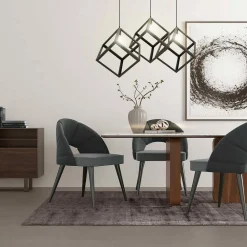 LAMPADARIO LAMPADA SOSPENSIONE CUBO 28CM DESIGN MODERNO PARALUME METALLO NERO