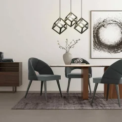 LAMPADARIO LAMPADA SOSPENSIONE CUBO 18CM DESIGN MODERNO PARALUME METALLO NERO