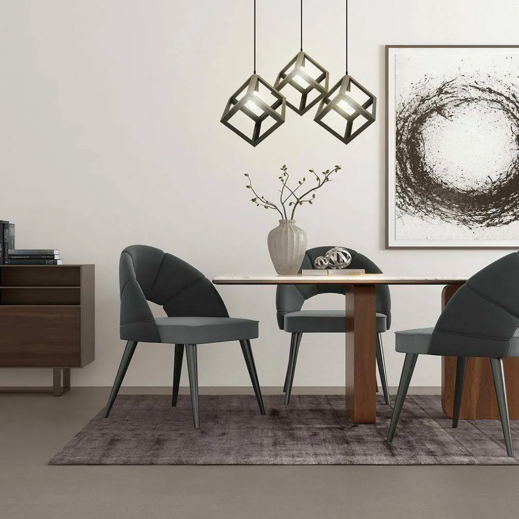 LAMPADARIO LAMPADA SOSPENSIONE CUBO 18CM DESIGN MODERNO PARALUME METALLO NERO