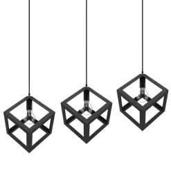 LAMPADARIO LAMPADA SOSPENSIONE CUBO 18CM DESIGN MODERNO PARALUME METALLO NERO