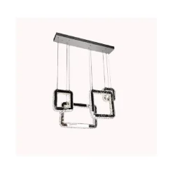 LAMPADARIO LED 55 W A SOSPENSIONE CON CRISTALLI LUCE FREDDA 6500K 4 PENDENTI A17