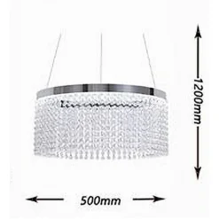 LAMPADARIO LED 35 W SOSPESO CERCHIO CON PENDENTI CRISTALLO LUCE FREDDA 8000K B70