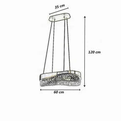 LAMPADARIO LED A SOSPENSIONE ORO 35 W CON CRISTALLI CONTEMPORANEO LUCE 6500K B78