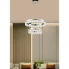 LAMPADARIO LED A SOSPENSIONE ORO 72W 2 CERCHI CON CRISTALLI 3 COLORI LUCE LP-55-3C
