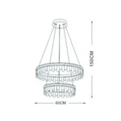 LAMPADARIO LED A SOSPENSIONE ORO 72W 2 CERCHI CON CRISTALLI 3 COLORI LUCE LP-55-3C