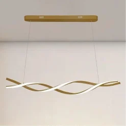 LAMPADARIO LED A SOSPENSIONE 48W ORO SPIRALE ONDULATO VORTICE INTRECCIATO LUCE 4000K 32507