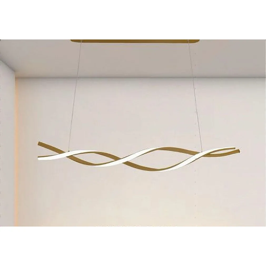 LAMPADARIO LED A SOSPENSIONE 48W ORO SPIRALE ONDULATO VORTICE INTRECCIATO LUCE 4000K 32507