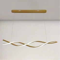 LAMPADARIO LED A SOSPENSIONE 48W ORO SPIRALE ONDULATO VORTICE INTRECCIATO LUCE 6500K 32514