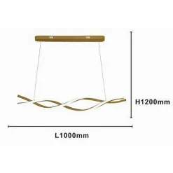 LAMPADARIO LED A SOSPENSIONE 48W ORO SPIRALE ONDULATO VORTICE INTRECCIATO LUCE 6500K 32514