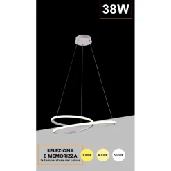 LAMPADARIO LED A SOSPENSIONE INTRECCIATO 38W BIANCO CCT COLORE LUCE SELEZIONABILE B62-B3C